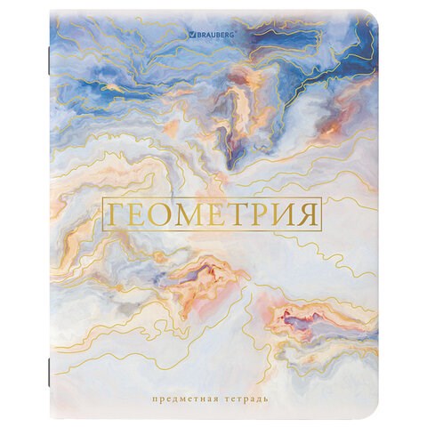 Тетрадь предметная "PASTEL" 48 л., SoftTouch, фольга, ГЕОМЕТРИЯ, клетка, BRAUBERG, 404314 404314 - фото 277636