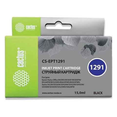 Картридж струйный CACTUS (CS-EPT1291) для EPSON Stylus B42WD/BX305W/BX625WD, черный 361951 - фото 284873