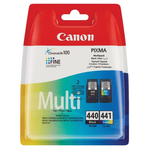 Картридж струйный CANON (PG-440/CL-441) PIXMA MG2140/MG3140, оригинальный КОМПЛЕКТ 2 цвета, 180 страниц, 5219B005 363188 - фото 284898