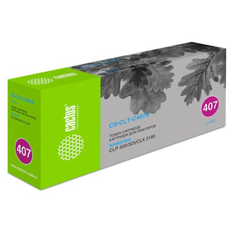 Картридж лазерный CACTUS (CS-CLT-C407S) для SAMSUNG CLP-320/325/N, голубой, ресурс 1000 страниц 361800 - фото 285170