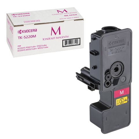 Тонер-картридж KYOCERA (TK-5220M) ECOSYS P5021cdn/cdw/M5521cdn/cdw, пурпурный, ресурс 1200 стр., оригинальный, 1T02R9BNL1 320852 - фото 285635