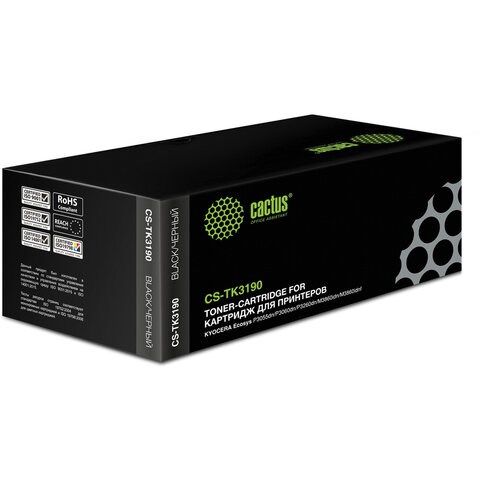 Тонер-картридж CACTUS (CS-TK3190) для KYOCERA Ecosys P3055dn/P3060dn, ресурс 25000 стр. 362968 - фото 286464