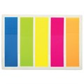 Закладки клейкие неоновые STAFF, 45х12 мм, 100 штук (5 цветов х 20 листов), на пластиковом основании, 129355 129355