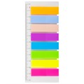 Закладки клейкие неоновые STAFF, 45х12 мм, 200 штук (8 цветов х 25 листов), на пластиковой линейке 12 см, 129356 129356