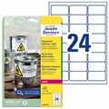 Этикетка самоклеящаяся ВСЕПОГОДНАЯ 63,5х33,9 мм, 24 этикетки, полиэстер, белая, 20 листов, Avery L4773-20 115389