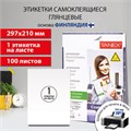 Этикетка самоклеящаяся ГЛЯНЦЕВАЯ 210х297 мм, 1 этикетка, белая, 80 г/м2, 100 листов, TANEX, сырье Финляндия, 114547, TW-2000 114547