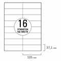Этикетка самоклеящаяся 105х37,1 мм, 16 этикеток, белая 70 г/м2, 50 листов, TANEX, сырье Финляндия, 114534, TW-2105 114534