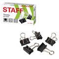 Зажимы для бумаг STAFF "EVERYDAY", КОМПЛЕКТ 12 шт., 19 мм, на 60 листов, черные, картонная коробка, 224606 224606