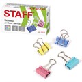 Зажимы для бумаг STAFF "Profit", КОМПЛЕКТ 12 шт., 19 мм, на 60 листов, цветные, картонная коробка, 225156 225156