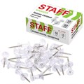 Силовые кнопки-гвоздики прозрачные STAFF 50 штук, в картонной коробке, 227804 227804