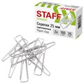 Скрепки STAFF, 25 мм, оцинкованные, треугольные, 100 шт., в картонной коробке, 270442 270442
