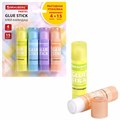 Клей-карандаш 15 г, ВЫГОДНАЯ УПАКОВКА, BRAUBERG PASTEL, 4 штуки на блистере, PVP-основа, 271250 271250 - фото 175960