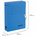Папка архивная с завязками А4 (325х250 мм), 75 мм, до 700 листов, микрогофрокартон, СИНЯЯ, STAFF, 128870 128870