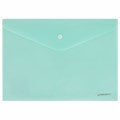 Папка-конверт с кнопкой BRAUBERG "Pastel", А4, матовая непрозрачная, аквамарин, ПРОЧНАЯ 0,2 мм, 272880 272880