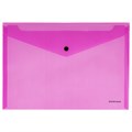 Папка-конверт с кнопкой ERICH KRAUSE "Glossy Neon", А4, до 120 листов, прозрачная, ассорти, 0,18 мм, 50300 272922