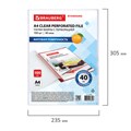 Папки-файлы перфорированные А4 BRAUBERG "STANDARD", КОМПЛЕКТ 100 шт., матовые, 40 мкм, 229660 229660