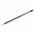 Карандаш чернографитный BRAUBERG, 1 шт., "Lines", HB, трехгранный, с ластиком, фиолетовый/серебристый, 181295 181295