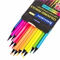 Карандаши цветные BRAUBERG NEON, 12 неоновых цветов, трехгранные, грифель 3 мм, черное дерево, 181852 181852