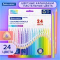 Карандаши цветные BRAUBERG PASTEL, 24 пастельных цвета, трехгранные, грифель 3 мм, натуральное дерево, 181851 181851