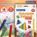 Карандаши цветные BRAUBERG PREMIUM, 18 цветов, трехгранные, грифель 3 мм, 181662 181662