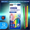 Карандаши цветные BRAUBERG, 12 цветов, шестигранные, грифель 3,3 мм, черное дерево, 181856 181856