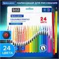 Карандаши цветные BRAUBERG, 24 цвета, шестигранные, грифель 3,3 мм, черное дерево, 181858 181858