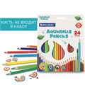 Карандаши цветные акварельные BRAUBERG PREMIUM AQUARELLE, 24 цвета, трехгранные, утолщенный грифель 4 мм, натуральное дерево, 181673 181673