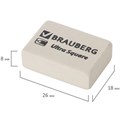 Ластик BRAUBERG "Ultra Square", 26х18х8 мм, белый, натуральный каучук, 228707 228707