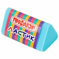 Ластик трехгранный ПИФАГОР "ЭНИКИ-БЕНИКИ", 35х18х18 мм, картонный держатель, цвета ассорти, 272668 272668