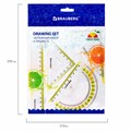 Набор чертежный малый BRAUBERG "FRESH ZONE" (линейка 15 см, 2 треугольника, транспортир), желтая шкала, 210762 210762