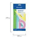 Набор чертежный средний BRAUBERG "Crystal" (линейка 20 см, 2 угольника, транспортир), цветной, 210296 210296