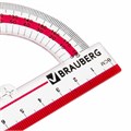 Транспортир 10 см, 180 градусов, пластиковый, BRAUBERG "Crystal", прозрачный, с выделенной шкалой, подвес, 210292 210292