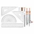Готовальня BRAUBERG SCHOOL KIT, 11 предметов, циркуль 115 мм, циркуль 125 мм, чертежные принадлежности, персиковый цвет, 210717 210717