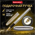 Ручка подарочная перьевая BRAUBERG "Brioso", СИНЯЯ, корпус серебристый с золотистыми деталями, 143464 143464