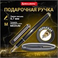 Ручка подарочная перьевая BRAUBERG "Larghetto", СИНЯЯ, корпус черный с хромированными деталями, 143477 143477