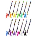 Ручки гелевые ЮНЛАНДИЯ, НАБОР 12 ЦВЕТОВ, БЛЕСТКИ, корпус с печатью, узел 0,7 мм, линия письма 0,5 мм, 142805 142805
