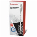 Ручка гелевая BRAUBERG "White Pastel", БЕЛАЯ, корпус прозрачный, узел 1 мм, линия письма 0,5 мм, 143417 143417