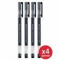 Ручки гелевые BRAUBERG X-WRITER 1800, УВЕЛИЧЕННАЯ ДЛИНА ПИСЬМА 1 800 м, ЧЕРНЫЕ, НАБОР 4 ШТУКИ, стандартный узел 0,5 мм, 144136 144136