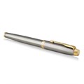 Ручка перьевая PARKER "IM Core Brushed Metal GT", серебристый матовый лак, позолота, синяя, 1931649 142540