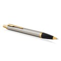 Ручка шариковая PARKER "IM Core Brushed Metal GT", серебристый матовый лак, позолота, синяя, 1931670 142542