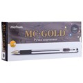 Ручка шариковая масляная с грипом MUNHWA "MC Gold", ЧЕРНАЯ, корпус прозрачный, узел 0,5 мм, линия письма 0,3 мм, BMC-01 142781