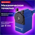 Точилка механическая BRAUBERG "JET", металлический механизм, корпус синий, 229570 229570