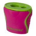 Точилка BRAUBERG "Mix Dual", 2 отверстия для чернографитных карандашей (в том числе утолщенных), с контейнером, корпус ассорти, 228449 228449