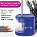 Точилка электрическая BRAUBERG "STANDARD", 2 отверстия для карандашей (включая утолщенные), питание от 4 батареек АА, 228423 228423