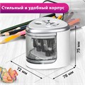 Точилка электрическая BRAUBERG DUAL (для 2 диаметров карандашей!), 4 батарейки АА, белая, 270580 270580