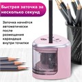 Точилка электрическая BRAUBERG DUAL (для 2 диаметров карандашей!), 4 батарейки АА, розовая, 270579 270579