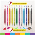 Фломастеры двусторонние с кистью 12 цветов (кисть/классический), СУПЕРКЕЙС, BRAUBERG KIDS, 152188 152188
