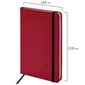 Блокнот А5 (148x218 мм), BRAUBERG "Office", под кожу, 80 л., резинка, клетка, красный, 111030 111030
