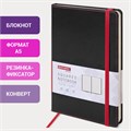 Блокнот А5 (148x218 мм), BRAUBERG "Office", под кожу, 80 л., резинка, клетка, черный, 111027 111027