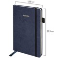 Блокнот А5 138x213мм BRAUBERG Velvet, резинка, держатель, 80л, клетка, синий, 116239 116239